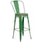 Flash Furniture Green Metal Barstool with Back and Wood Seat, 30" High, PK4 4-CH-31320-30GB-GN-WD-GG - alternate 8